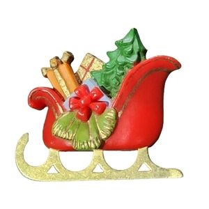 Vintage Hallmark Cards Holiday Christmas Sleigh Brooch Pin